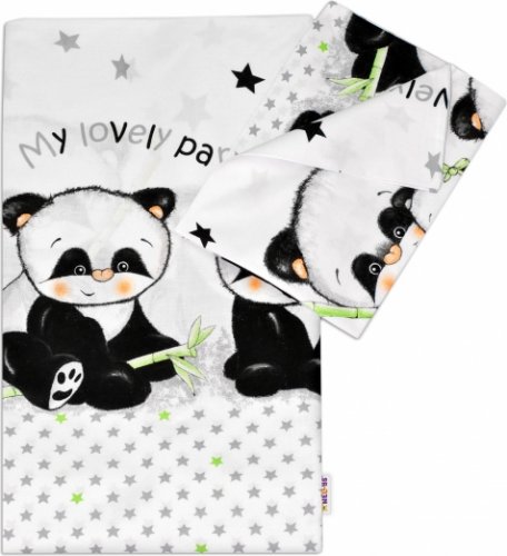 Baby Nellys 2-dílné bavlněné povlečení Panda - bílé