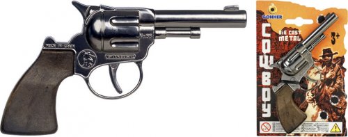 Revolver kovbojský stříbrný kovový