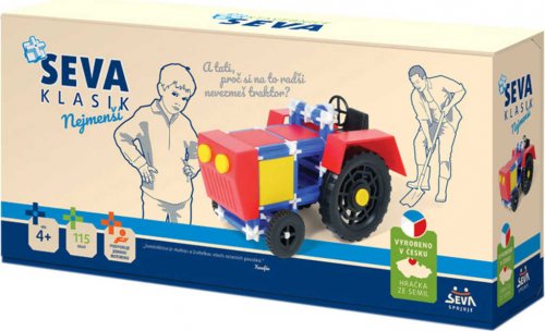 SEVA Klasik Nejmenší Traktor plastová STAVEBNICE 115 dílků v krabici