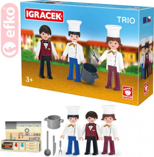 EFKO IGRÁČEK TRIO Vaříme set 3 figurky s doplňky v krabičce STAVEBNICE