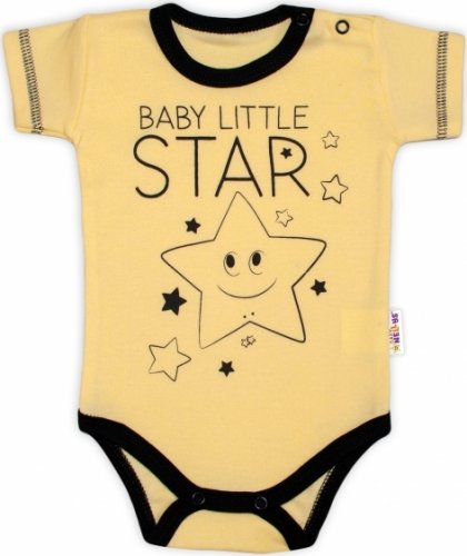Body krátký rukáv Baby Nellys, Baby Little Star - žluté, vel. 80