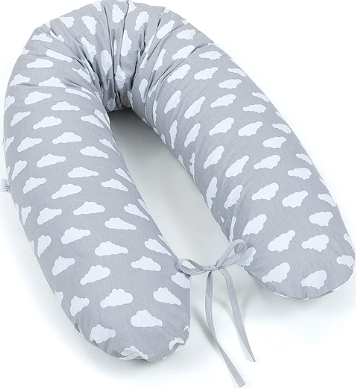 Mamo Tato Kojící polštář - relaxační poduška Multi Mráčky bílé na šedé