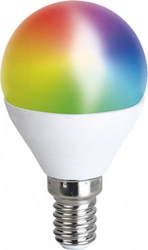 LED SMART WIFI žárovka, miniglobe, 5W, E14, RGB, 400lm