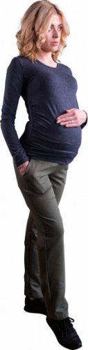 Be MaaMaa Těhotenské kalhoty s elastickým pásem a kapsami - grafit