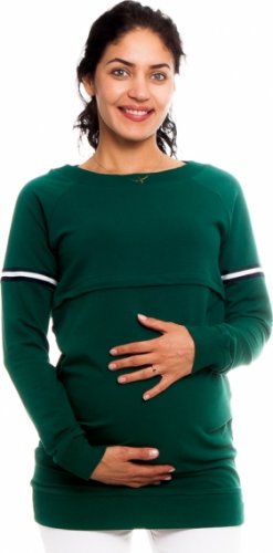 Be MaaMaa Těhotenské, kojící tričko/mikina Lynet, zelená, vel. XL