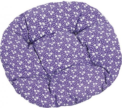 Sedák Adéla prošívaný kulatý - průměr 40 cm - kytička na fialové
