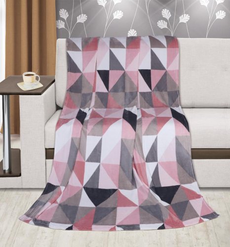 Deka Kemping PLUS - 150x200 cm - růžové trojúhelníky
