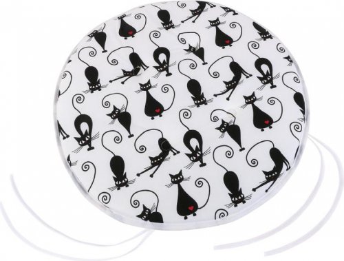 Sedák Adéla kulatý hladký - průměr 40 cm - kočky černé na bílém podkladu