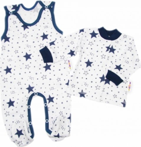 Baby Nellys 2-dílná sada, bavlněné dupačky s košilkou Galaxie, bílá/granát, vel. 68