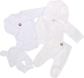Z&Z 5-dílná kojenecká soupravička pletená do porodnice - bílá, vel. 62