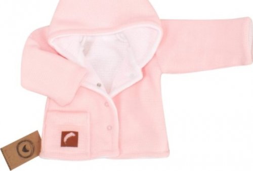 Z&Z Pletený, oboustranný svetřík, kabátek růžovo-bílý, vel. 80