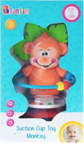 BAM BAM Chrastítko opička s přísavkou plast pro miminko