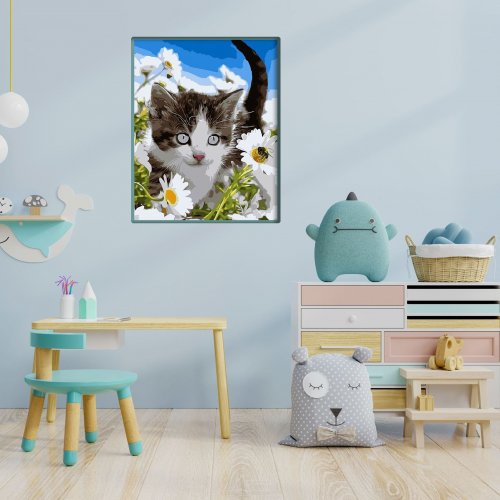 Malování podle čísel - koťátko, vypnuté plátno na rám