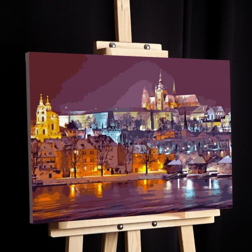 Malování podle čísel - Pražský hrad, vypnuté plátno na rám