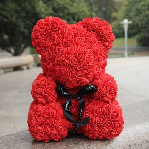 Medvídek z růží - červený
