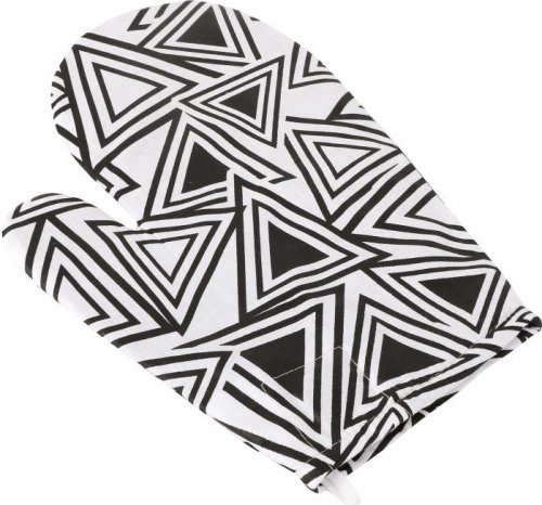 Kuchyňská chňapka - chňapka 28x18 cm - trojúhelníky černé