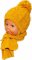 BABY NELLYS Zimní pletená čepička s šálou Baby Bear - hořčicová s bambulkou
